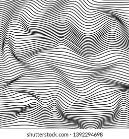 Abstract wavy stripes pattern. Beautiful geometric wave texture. Fashion black and white wave design.