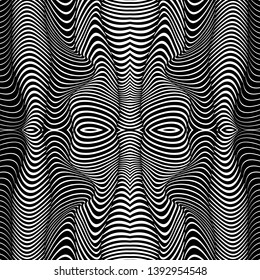 Abstract wavy stripes pattern. Beautiful geometric wave texture. Fashion black and white wave design.