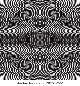 Abstract wavy stripes pattern. Beautiful geometric wave texture. Fashion black and white wave design.