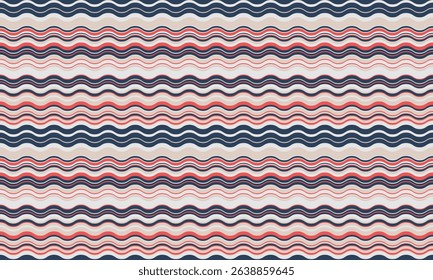 Abstract wavy stripes pattern in calming pastel shades.  Perfect for textile design, website backgrounds, or packaging.  Evokes a sense of fluidity, rhythm, and gentle movement.