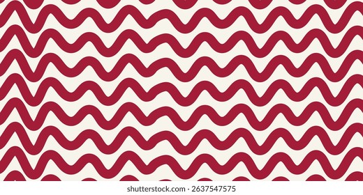 Abstract wavy stripes red seamless pattern
