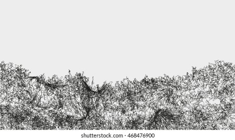 Abstract wavy structure made by shuffled round particles. Swarm of dots. Rippled random halftone illustration for backdrop. Element of design.