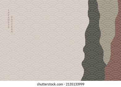 abstract wavy style background with geometric japanese pattern