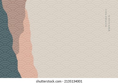 abstract wavy style background with geometric japanese pattern
