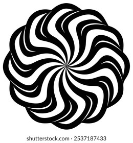 Design de padrão de espiral ondulado abstrato - Ilusão óptica preto e branco hipnótica