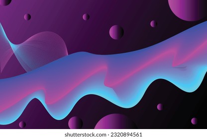 Abstract wavy technical wallpaper element, wavy liquid color and dot elements wallpaper for modern day designs, abstract vector art illustration