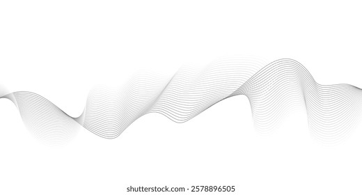 Abstract wavy technology curve lines on transparent background isolated. Grey wave swirl, Abstract business wave lines. frequency sound wave, twisted curve lines with blend effect.