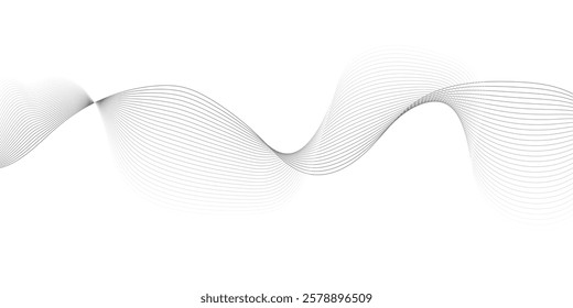 Abstract wavy technology curve lines on transparent background isolated. Grey wave swirl, Abstract business wave lines. frequency sound wave, twisted curve lines with blend effect.