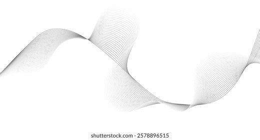 Abstract wavy technology curve lines on transparent background isolated. Grey wave swirl, Abstract business wave lines. frequency sound wave, twisted curve lines with blend effect.