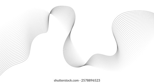Abstract wavy technology curve lines on transparent background isolated. Grey wave swirl, Abstract business wave lines. frequency sound wave, twisted curve lines with blend effect.