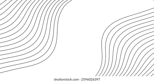 Abstract wavy technology curve lines on transparent background isolated. Grey wave swirl,Stylized line art background. Vector, 