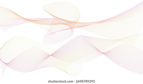 Linhas de curva de tecnologia ondulada abstrata em fundo transparente isolado. espiral de onda de cor, onda sonora de frequência, linhas de curva torcidas com efeito de mistura. Linhas de onda de negócios abstratas. 