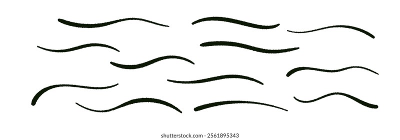 Abstract wavy thin line. Squiggle elements banner. Pattern with scribble, wiggle and undulate. Vector isolated illustration