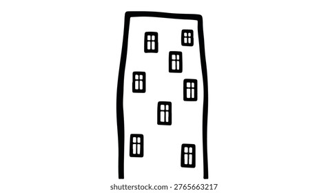 Abstract wavy tower with small windows