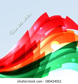 abstract wavy vector background. bright red green orange background with text field.