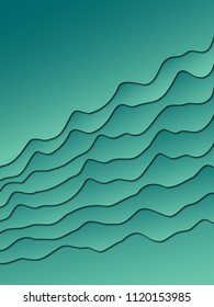 Abstract wavy vector background for design. Bright modern abstract design. Vector 3d illustration. Paper cut background. Smooth origami art shape paper cut