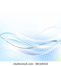 Abstract wavy vector background with halftone effect and stripe for your text.