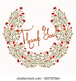 Abstract wavy vector flowers. Words of thanks to the colors. Thank you.