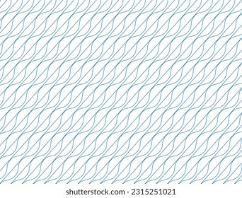 Abstraktes gewelltes Vektormuster für den Hintergrund. Geometrisches Monoline-blaues Oratorium. Diagonale Wellen.