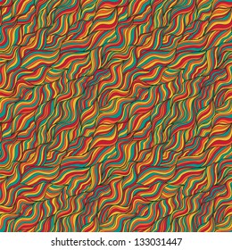 Abstract wavy vector seamless patten with colorful stripes