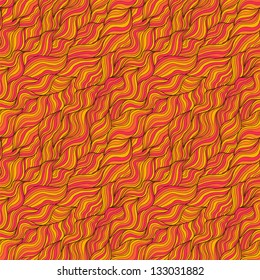 Abstract wavy vector seamless pattern, flamy red colors