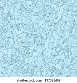 Abstract wavy vector seamless pattern in retro blue colors