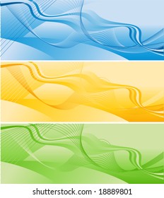 abstract wavy vector template in three colors