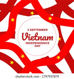 abstract wavy vietnam national flag with red and yellow colors. vietnam independence day banner sign frame border. vietnam independence day at 2 september can be used for greeting card, invitation.