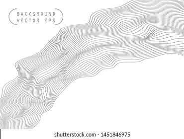 Abstract wavy volume convex lines, gray winding, relief wave. Band. Vector object template with the ability to overlay isolated on a light background.
