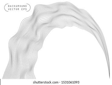 Abstract wavy volume convex lines, gray winding, relief wave. Band. Vector object template with the ability to overlay isolated on a light background.