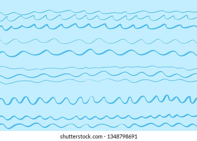 Abstract wavy wallpaper of the surface. Waved background. Pattern with lines and waves. Sea dinamic texture. Doodle for design