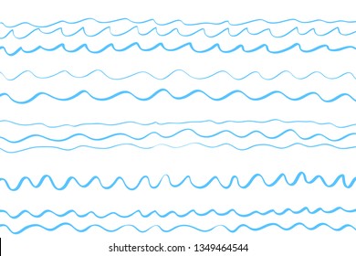 Abstract wavy wallpaper of the surface. Waved nautical background. Colored pattern with lines and waves. Sea dinamic texture. Doodle for design