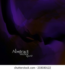 Abstract wavy watercolor, vector dark background