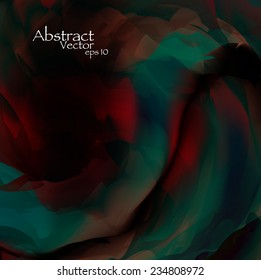 Abstract wavy watercolor, vector dark background