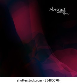 Abstract wavy watercolor, vector dark background