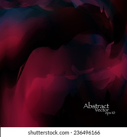 Abstract wavy watercolor, vector dark background