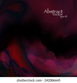 Abstract wavy watercolor, vector dark background