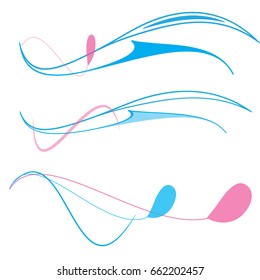 Abstract wavy wave banner texture background in blue and pink color.