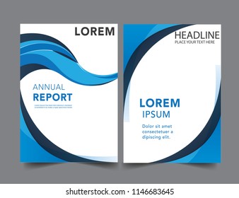 Abstract wavy wave blue report cover Business Book Cover Design Template in A4. Can be adapt to Brochure, Annual Report, Magazine, Poster, Corporate Presentation, Portfolio, Flyer, Banner, Website.