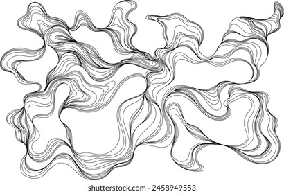 Abstract wavy, waving, billowy, squiggly and squiggly lines. Curly hand drawn illustration.