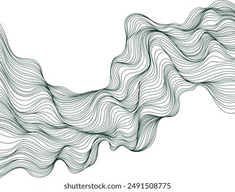 Abstract wavy, waving, billowy and squiggly lines hand drawn.  Line art  illustration wavy background. Ink painting style composition for decoration.