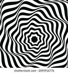 Abstract Wavy, waving lines. Lines, stripes with distortion effect  line pattern background in black and white color