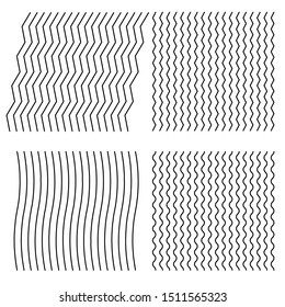 Abstract wavy, waving (zigzag) lines element. Vertical lines, stripes with billowy, undulate distortion effect. Curvy, squiggle parallel stripes. Oscillation, pulse warp effect element