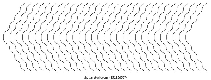 Abstract wavy, waving (zigzag) lines element.Vertical lines, stripes with billowy, undulate distortion effect.Curvy, squiggle parallel stripes.Oscillation, pulse warp effect (Wide, rectangle format)