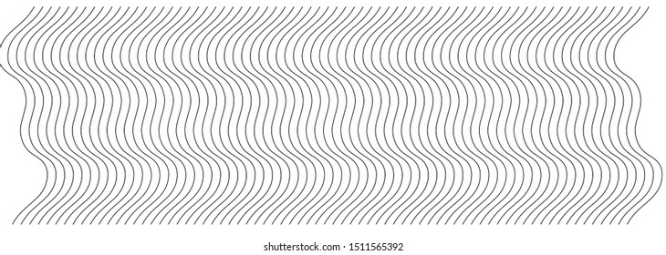 Abstract wavy, waving (zigzag) lines element.Vertical lines, stripes with billowy, undulate distortion effect.Curvy, squiggle parallel stripes.Oscillation, pulse warp effect (Wide, rectangle format)