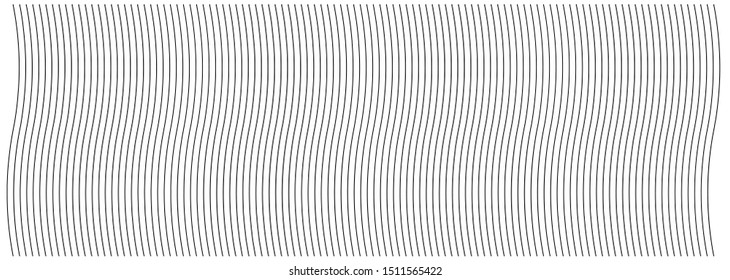 Abstract wavy, waving (zigzag) lines element.Vertical lines, stripes with billowy, undulate distortion effect.Curvy, squiggle parallel stripes.Oscillation, pulse warp effect (Wide, rectangle format)