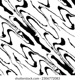 Resumen Ilustración vectorial de Wavy Weird Patrón transparente, igual que patrón cebra Animal Negro sobre fondo blanco Fondo de pantalla 