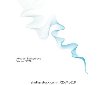 Abstract wavy white background with blue color smooth curves wave lines for  design element, banner or background.