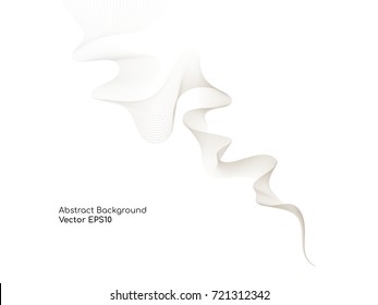 Abstract wavy white background with gray color smooth curves wave lines for technology background or modern background