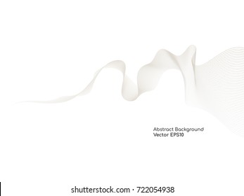 Abstract wavy white background with gray color smooth curves wave lines for technology background or modern background